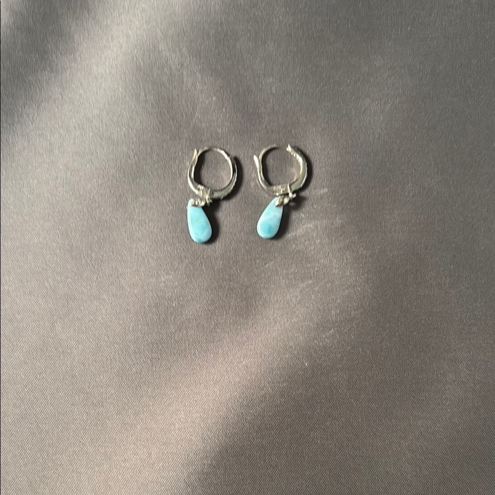 Elegant Silver and Larimar Drop Earrings